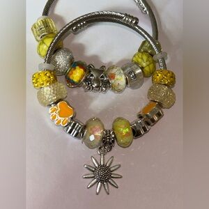 Sunny Yellow and Silver Beaded Bracelet